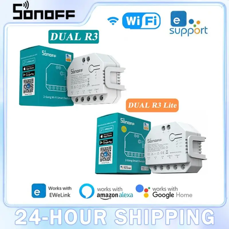 SONOFFF DUALR3/R3 Lite DIY WiFi Smart Switch 2-бандовый двойной релейный модуль с управлением
