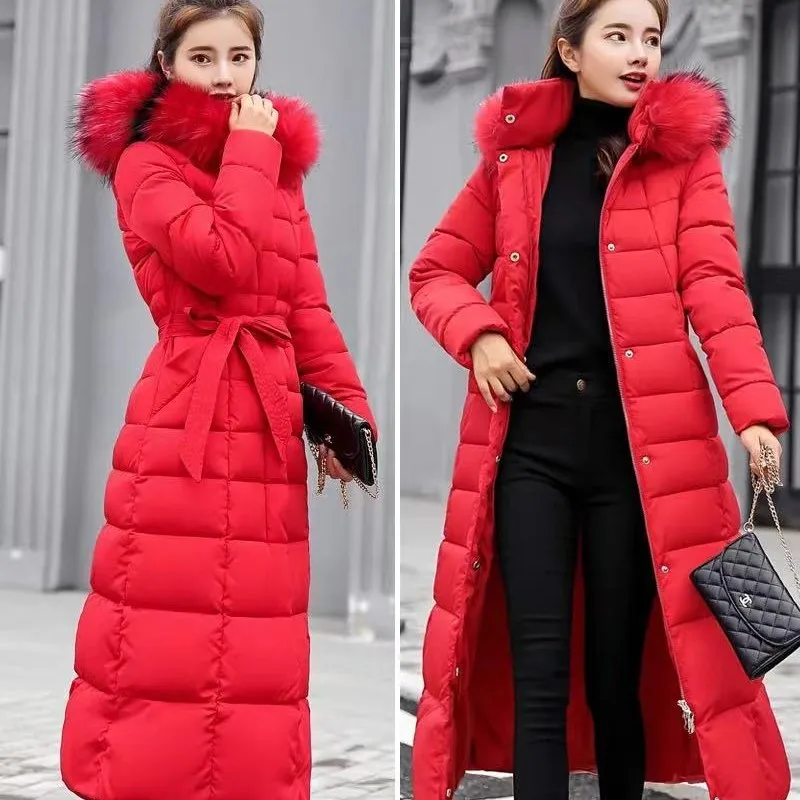New Women Autumn Winter Fashion Brown Black Warm Thick Down Coat Jacket Oversize Vintage Luxury Hooded Long Coats Parka