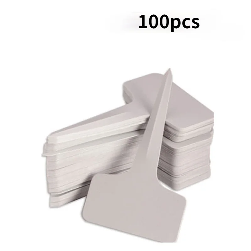 

50/100pcs White Plastic PVC Plant T-type Tags Markers Nursery Garden Labels Seedling Tray Pots Decoration Garden Labels 6x10cm