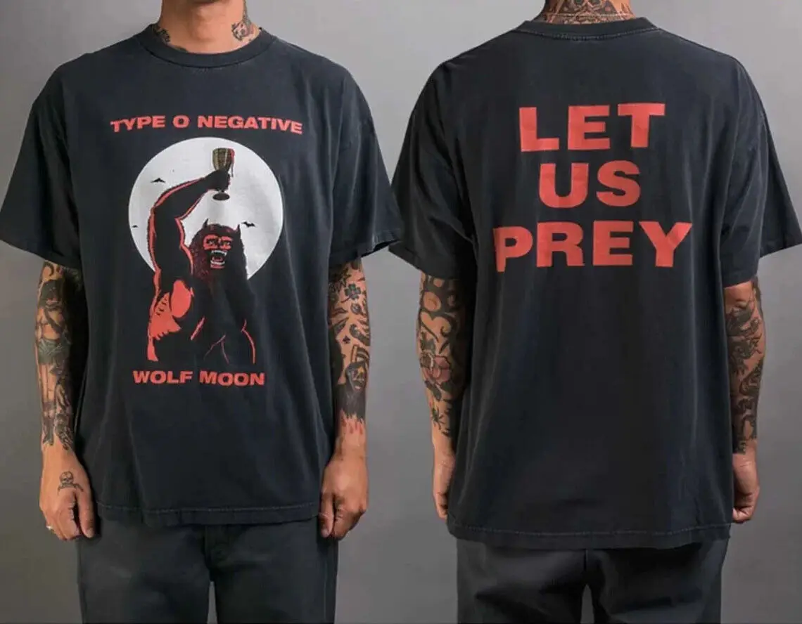 Классическая черная ретро-футболка с принтом Волк Луна