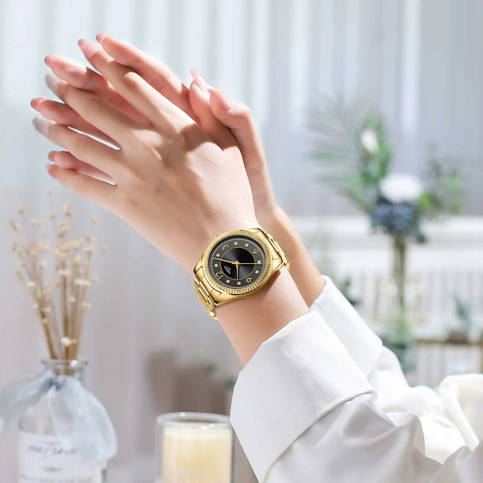NIBOSI 2023 New Fashion Casual Women's Watch Diamond-Set British Clock Luxury Brand All Steel Watch Relogio Masculino Reloj