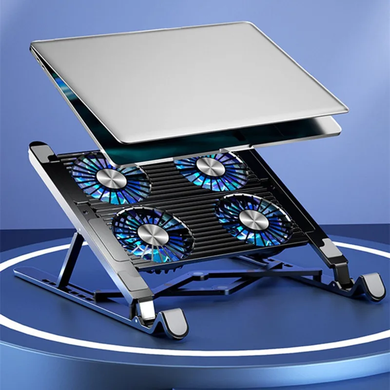 

Portable Gaming PC Laptop Game Cooler 2/4 Silent Fan Foldable Laptop Cooling Pad Adjustable Height Notebook Stand for 11-17 Inch