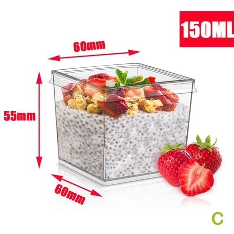 10 шт., квадратные пластиковые мини-чашки для десертов