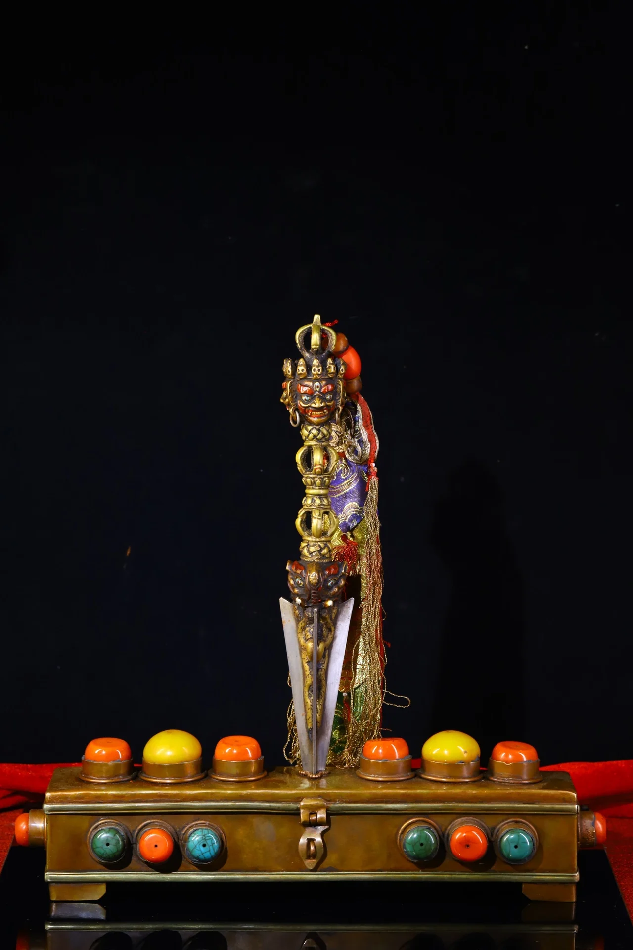 15 &quotКоллекция тибетского храма старая бронза позолоченная окрашенная голова