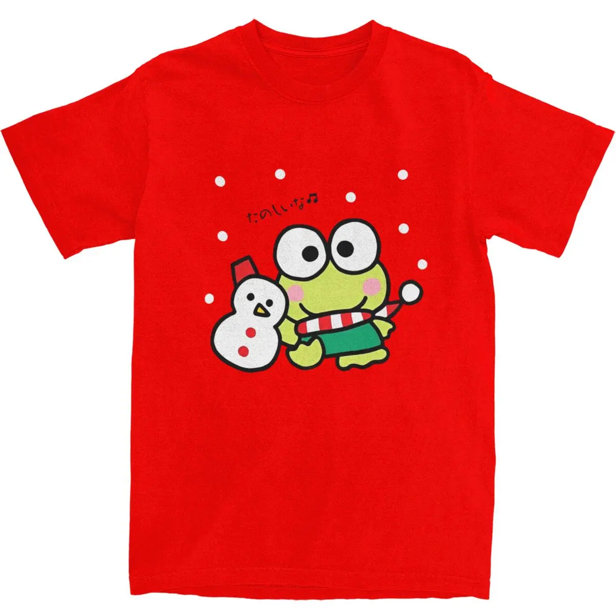 Винтажная футболка Sanrio Keroppi (2) Хлопковые футболки Хип-хоп Футболка для мужчин