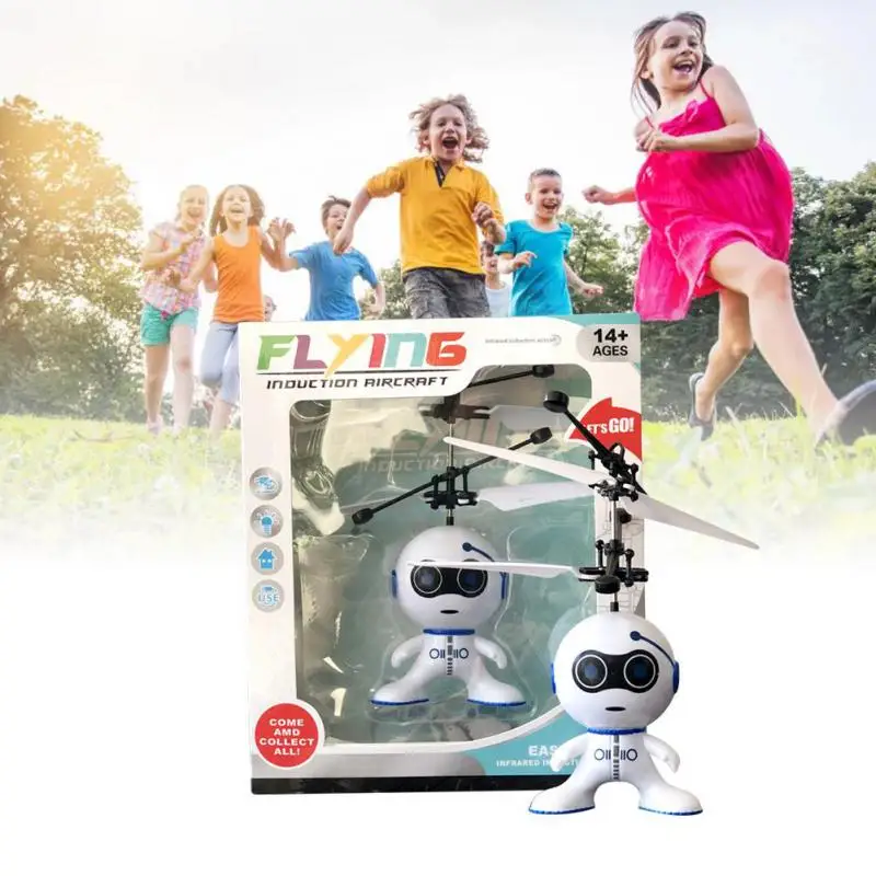 

Children Induction Flying Cute Little Robot Toy Gesture Sensing Somatosensory Suspension Anti-fall Induction Aircraft Kids Gift