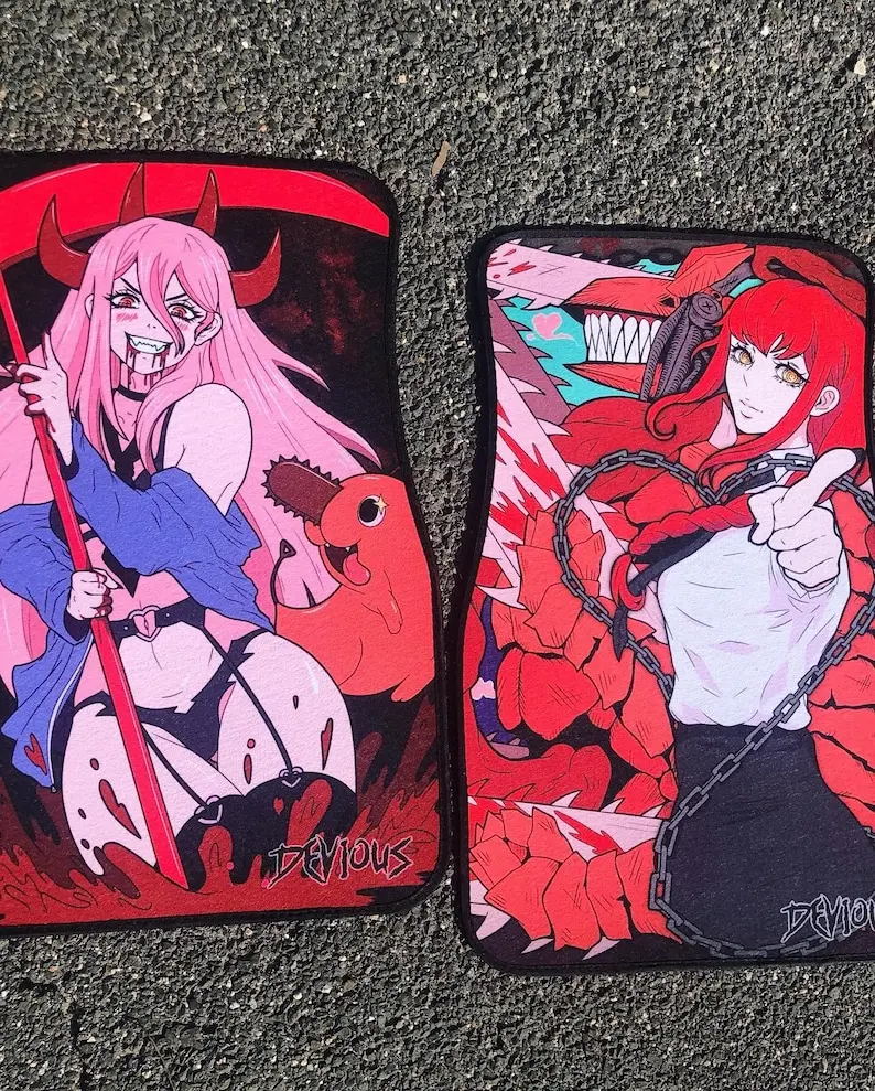 

Devil Waifu Car Mats Pink Anime Custom Car 4-Piece Pads Car Accessories