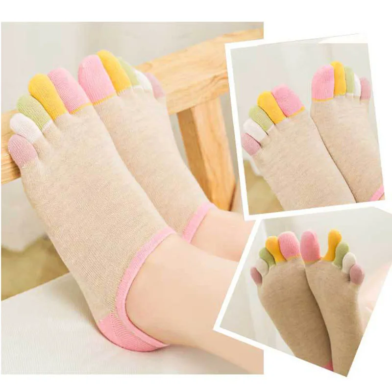 Women Five Finger Socks Solid Color Funny Toe Sock Slippers Girls Lady Ski Invisible Harajuku Socks Lolita Low-Tube Ankle Socks