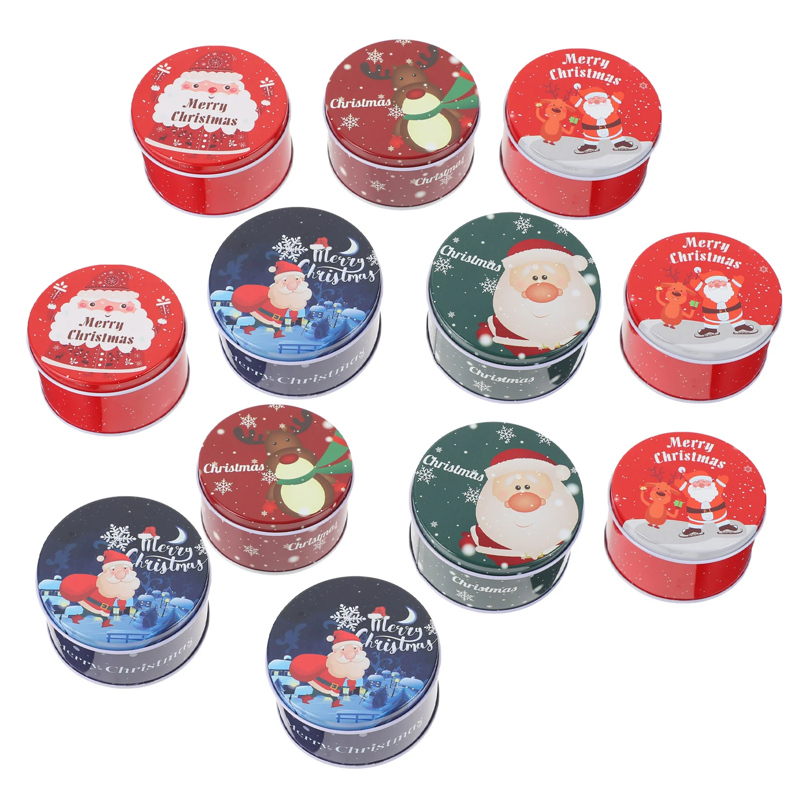 

12 Pcs Christmas Candy Jar Bulk Chocolate Decors Box Gift Holders Tinplate Festival Supplies Child