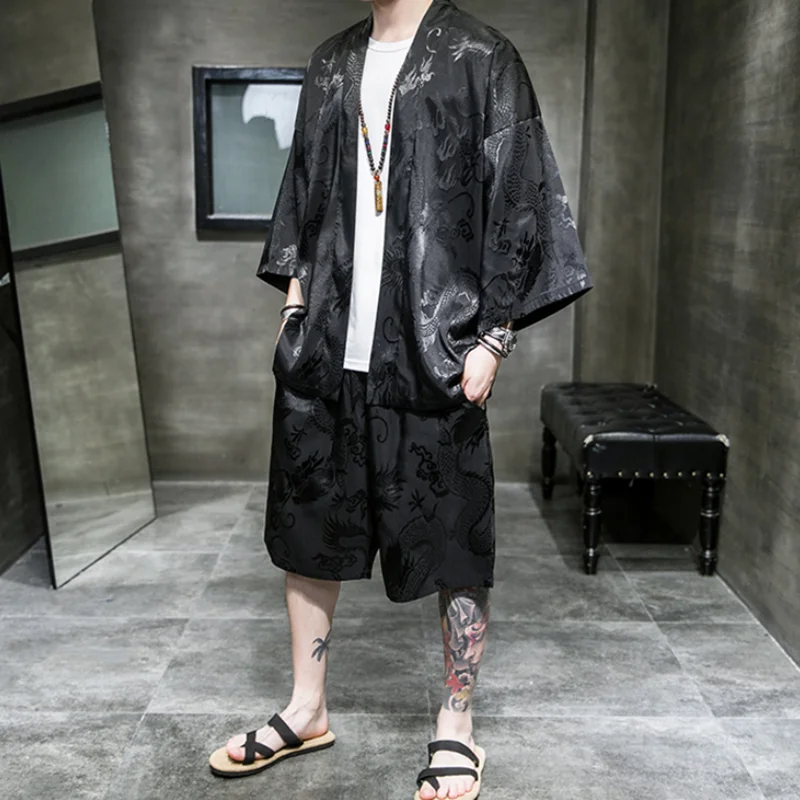 Мужской спортивный костюм-кимоно рубашка и шорты размеры до 5XL | Мужская одежда