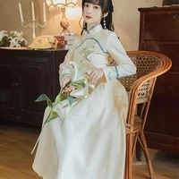 summer chiffon 2022 vintage chinese style dresses slim womens clothing long sleeve formal dress women elegant cheongsam qipao