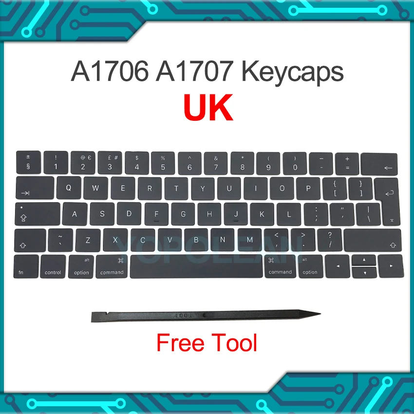 

Клавиши для ноутбука A1706, A1707, английская клавиатура для Macbook Pro Retina 13 дюймов, 15 дюймов, клавиши для британской клавиатуры, конец 2016 г., середина...
