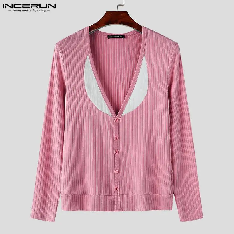 Мужской трикотажный свитер с V-образным вырезом и длинным рукавом