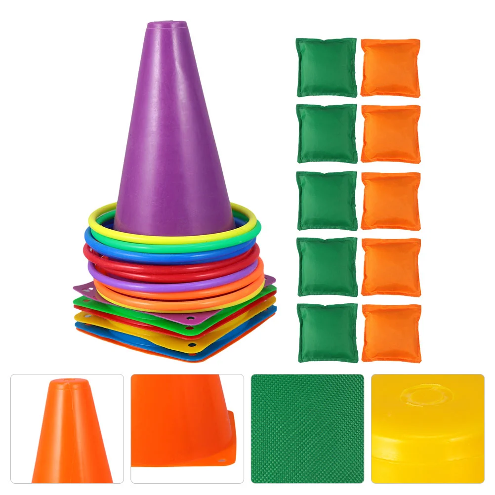

1 Set Carnival Games Combo Set for Kids with Plastic Cones Bean Bags Toss Rings