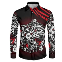 polynesia style pattern with tribal ornament design mens shirts full sleeve boys t shirts plus size shirts high quality