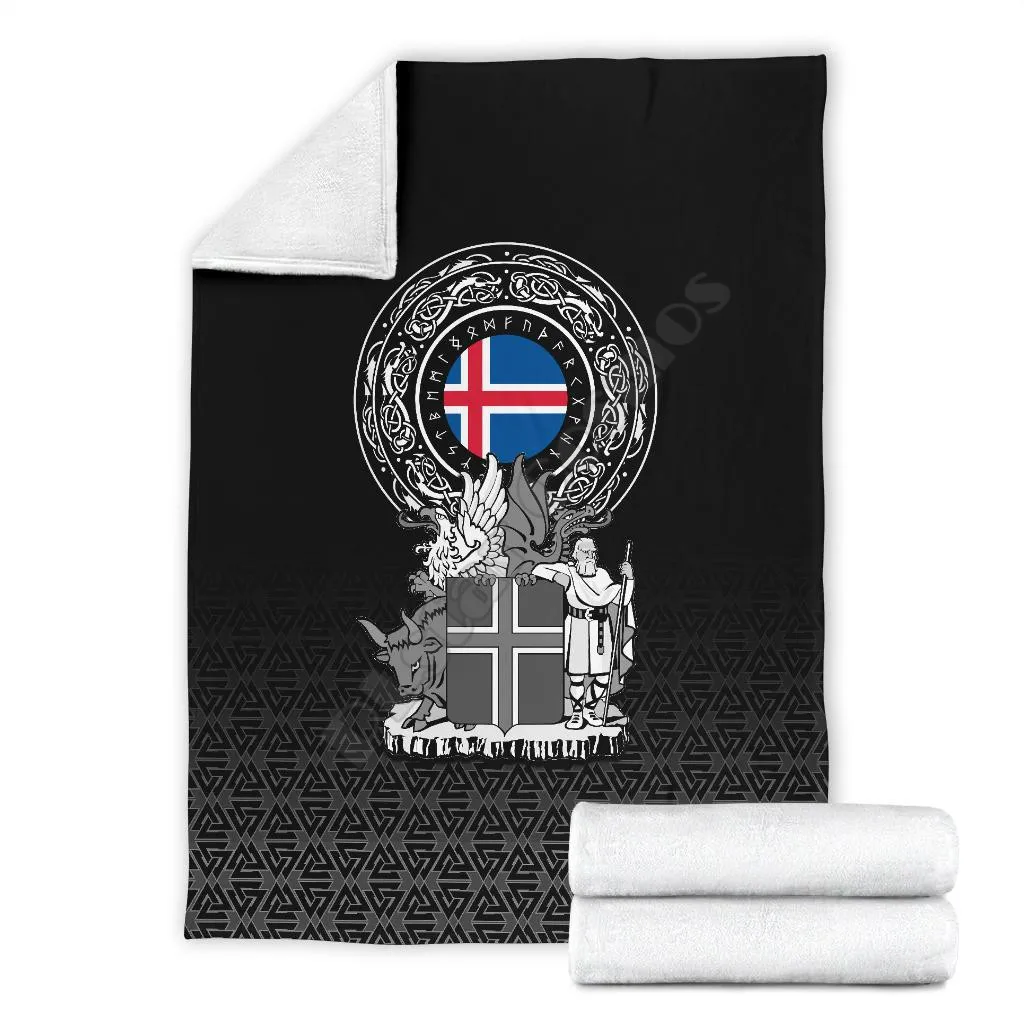 

Viking Premium Blanket Iceland Coat Of Arms Cozy Premiun Fleece Blanket 3D All Over Printed Sherpa Blanket on Bed Home Textiles