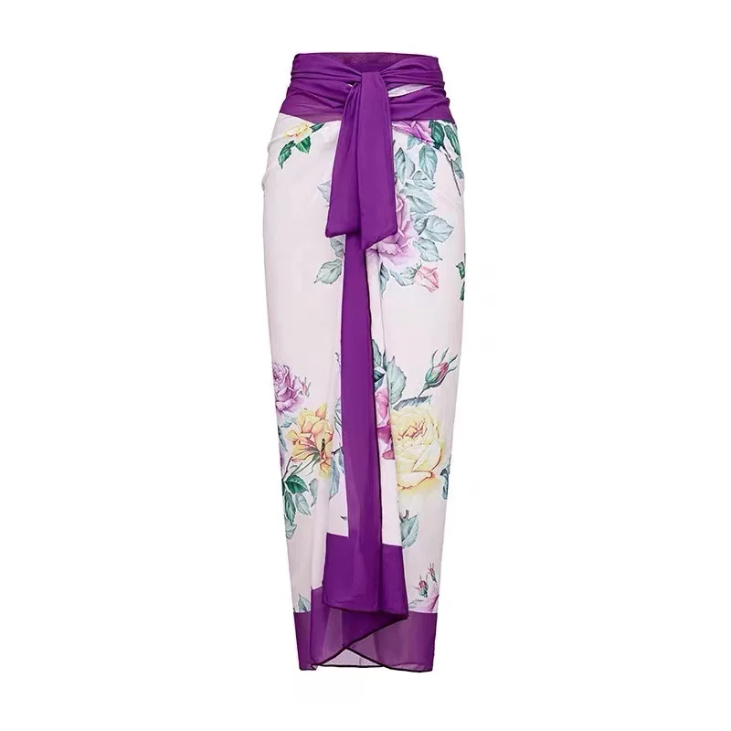 2023 New Fashion One Piece Swimsuit and Skirt Women BowKnot Swimwear Braziilian Retro Monokini Floral Print Bathing Suit Summer