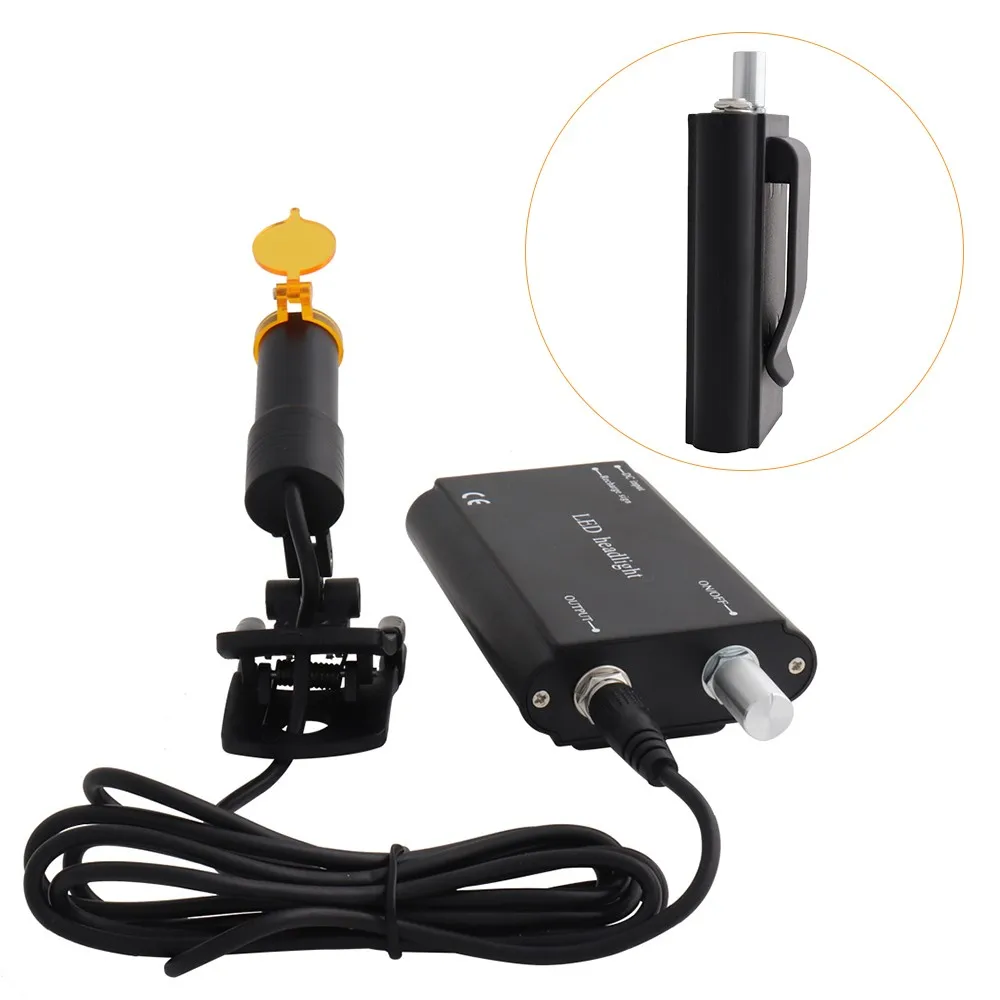 Фара головная на зажиме с оптическим фильтром 5W для зубных луп, медицинских микроскопов и бинокуляров увеличения.