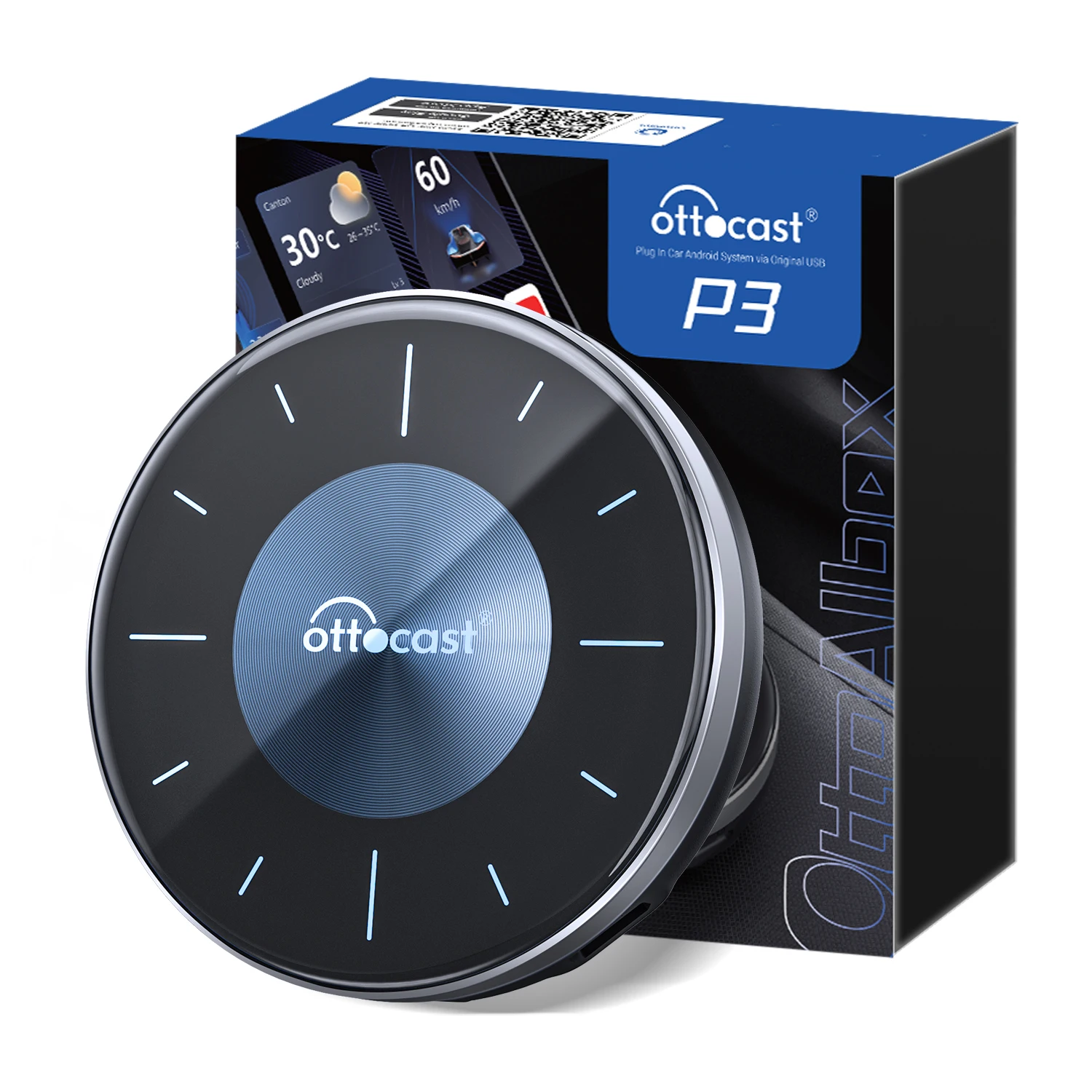 Фото Ottocast Smart Ai Box Picasou 3 Android System 12, встроенный автомобильный GPS-навигатор Ai Box Carplay с выходом HD MI №2