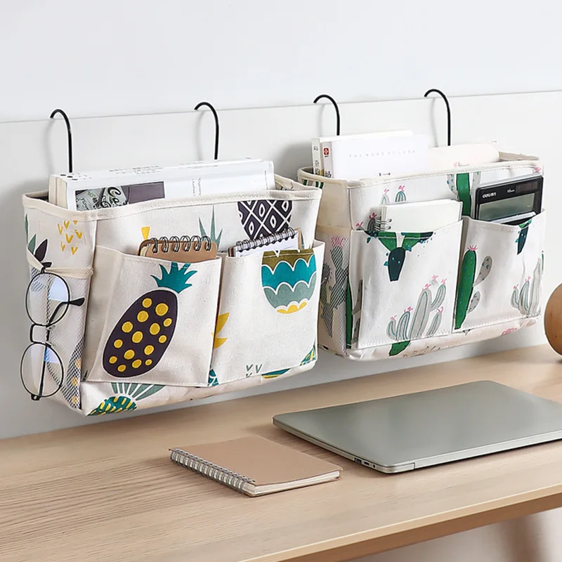 

Bedside Hanging Organizer Pocket Storage Bag Wardrobe Organizer Canvas Bedroom Bathroom Magazine Tote Storage Organizador Pouch