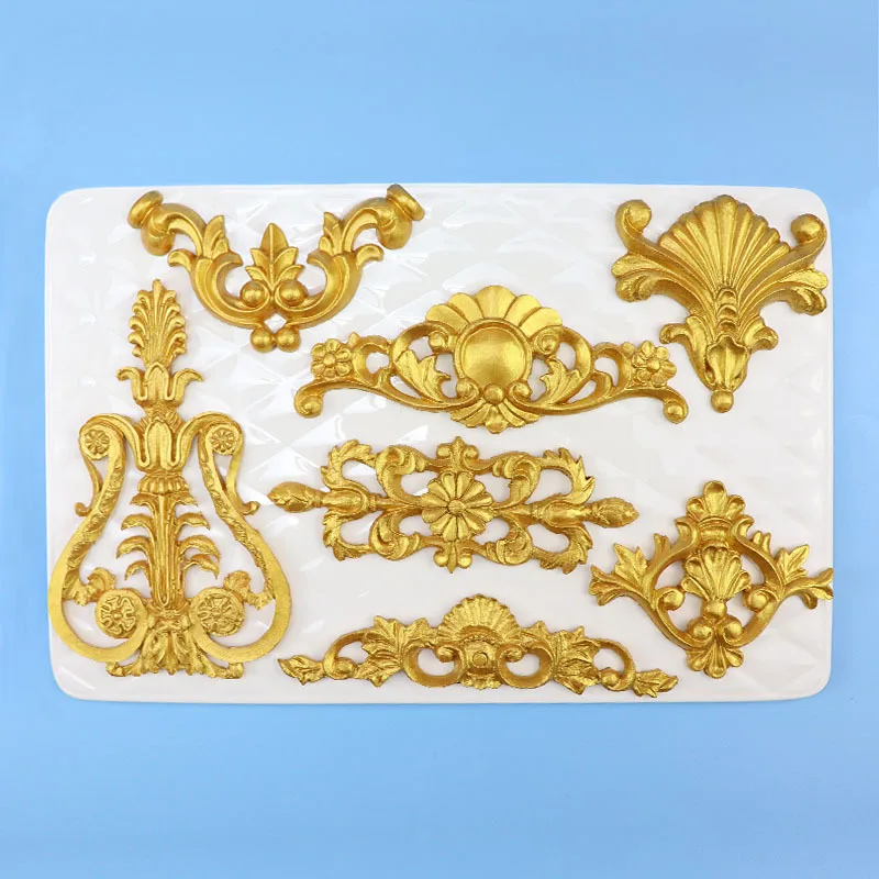 

Silicone Baroque Fondant Molds Scroll Border Lace Molds Curlicues Gum Paste Candy Chocolate Molds Cake Sugar Craft Polymer Clay