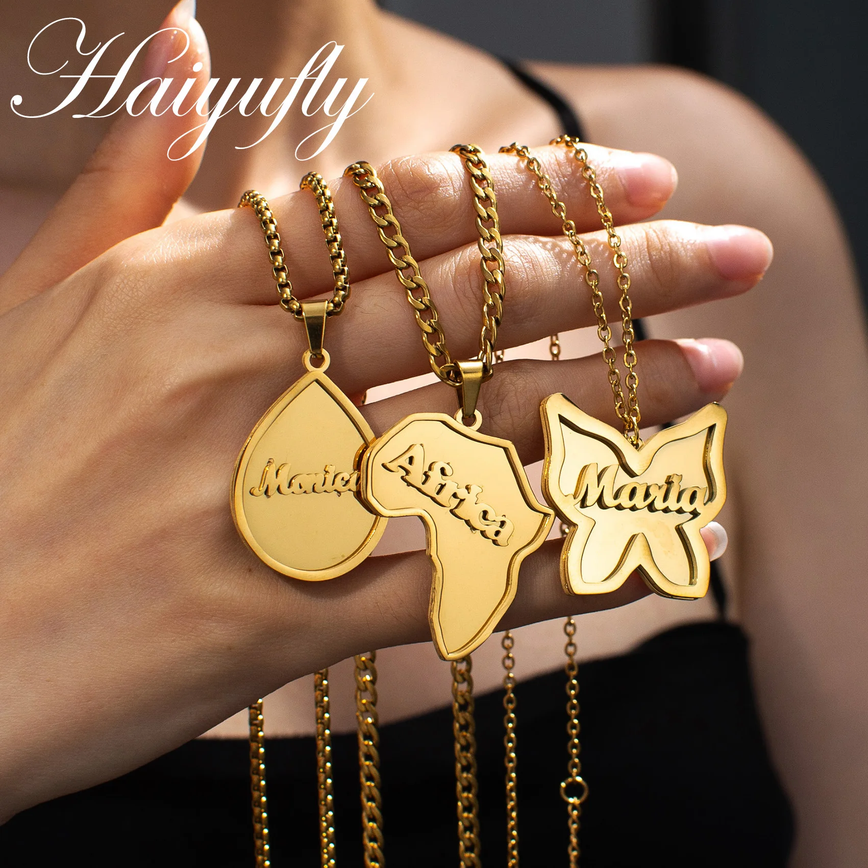 Haiyufly ожерелье с индивидуальным именем для женщин ювелирные изделия из