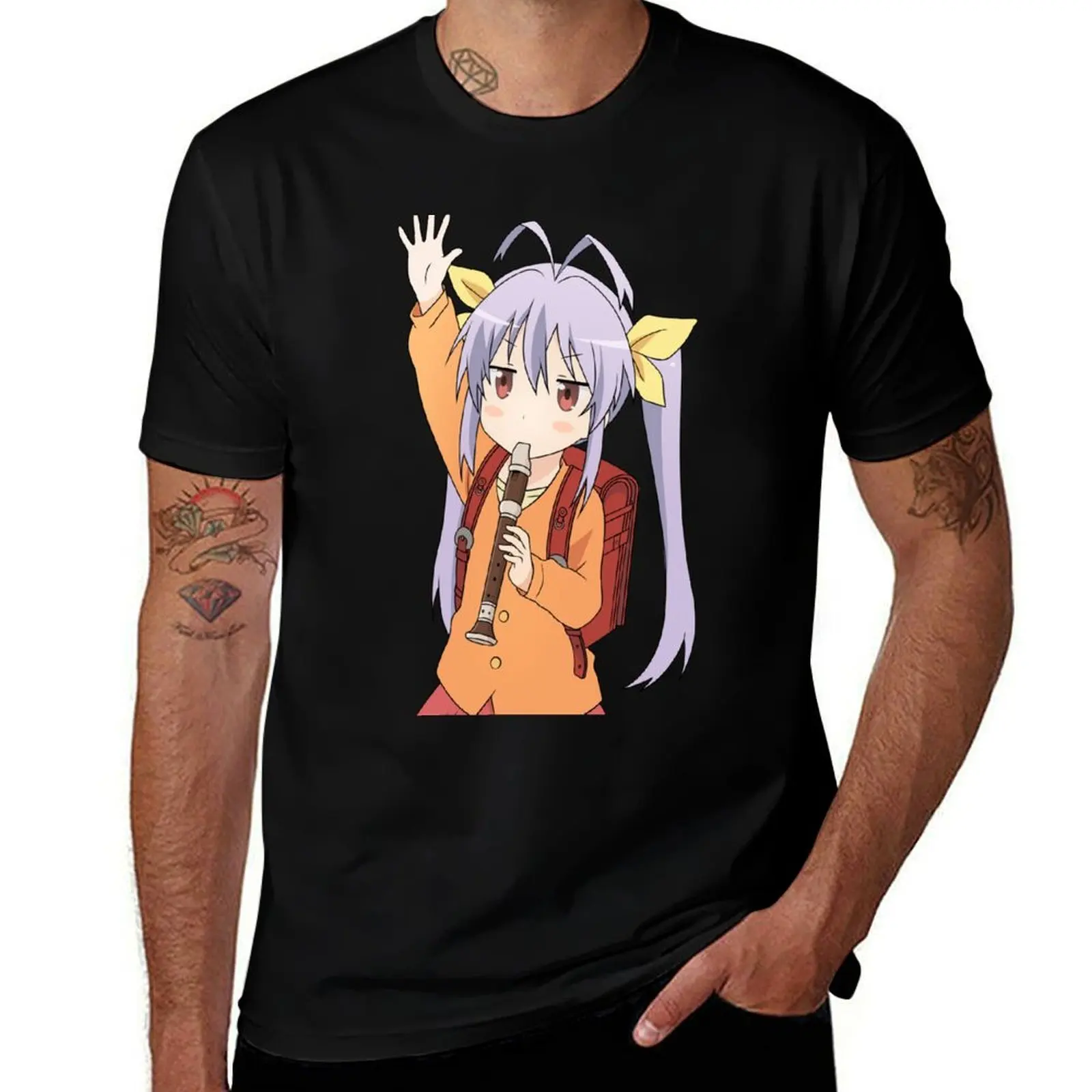 Фото Футболка Renge Non Non Biyori Flute Vector, устойчивая к пятнам, повседневная футболка №1
