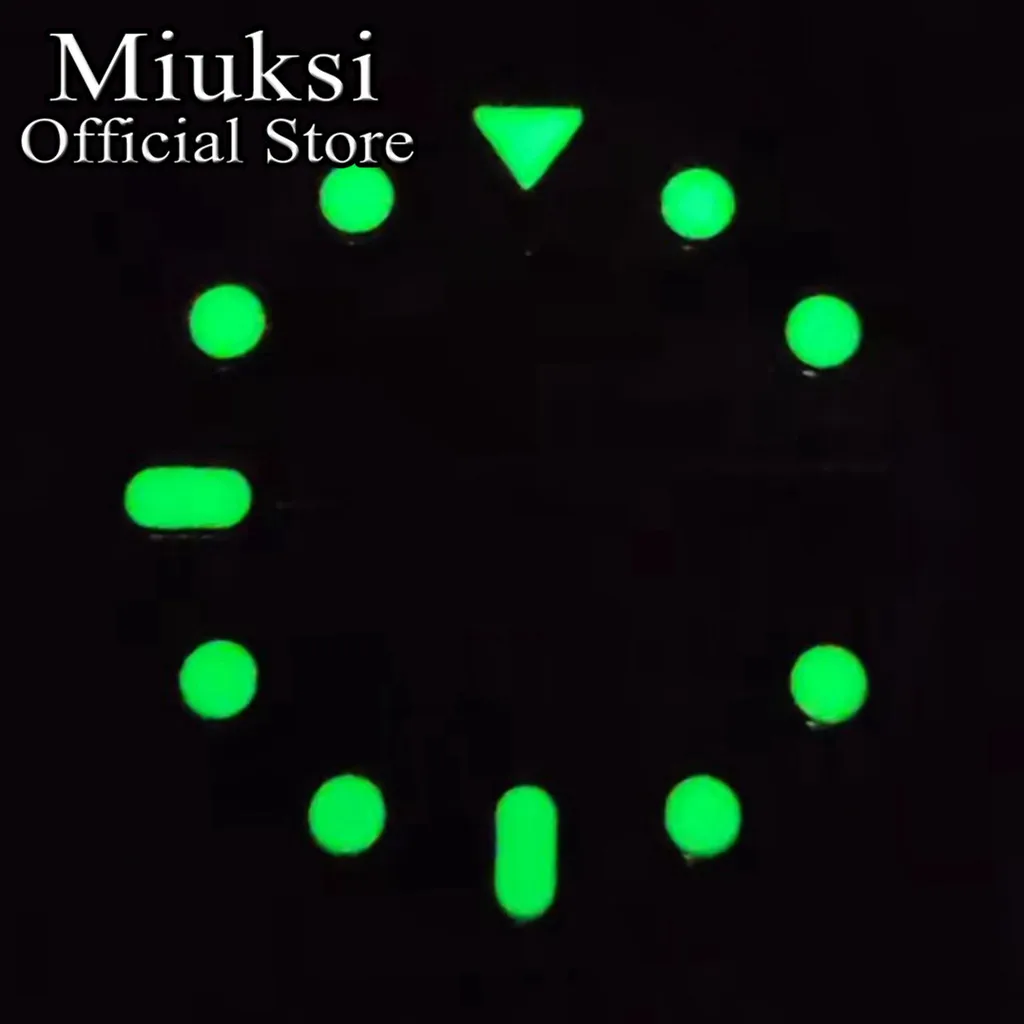 Черный циферблат часов Miuksi 28 5 мм зеленый светящийся подходит для механизма NH36