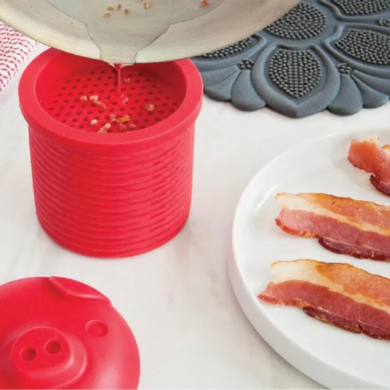 Фильтр-сепаратор для жира Bin Grease Strainer&Collector |   Красный |   Розовые кухонные принадлежности для всей семьи |   Удобный и функциональный контейнер для силиконовой смазки (art.: 3920d8d22ddff) - 3920d8d22ddff