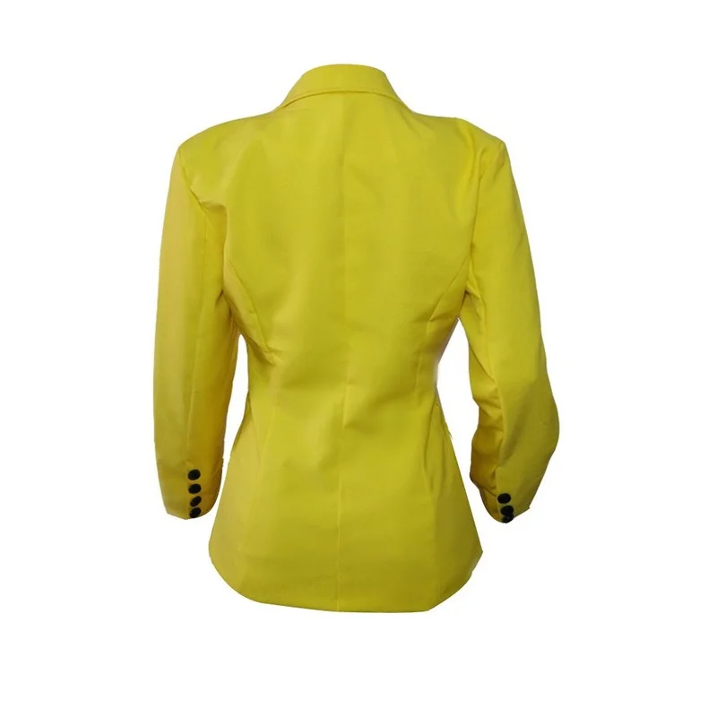 Yellow Casual Office Blazer 2023 Women Solid Colors Single Button Commute Bussiness Blazer Retro Simple All-Match Clothes Formal