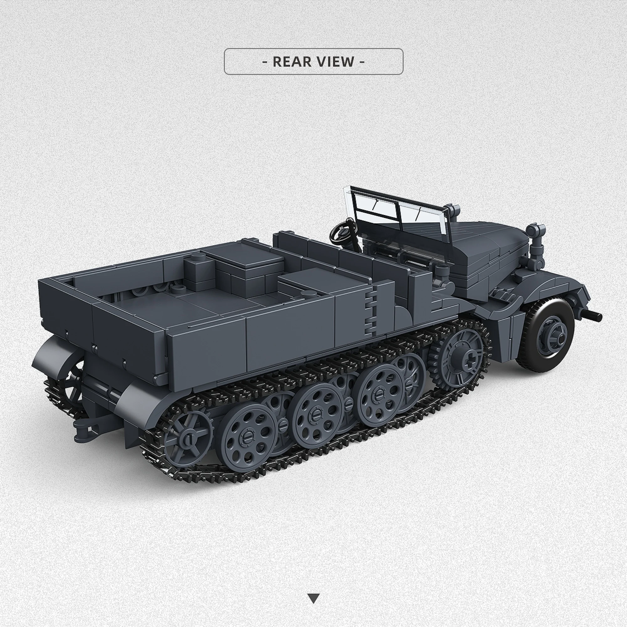 Фото 525 деталей Sd.Kfz.9 FAMO: Конструктор «Немецкий классический военный танк на полугусеничном ходу» — модель из кирпичиков для взрослых, подарок №2