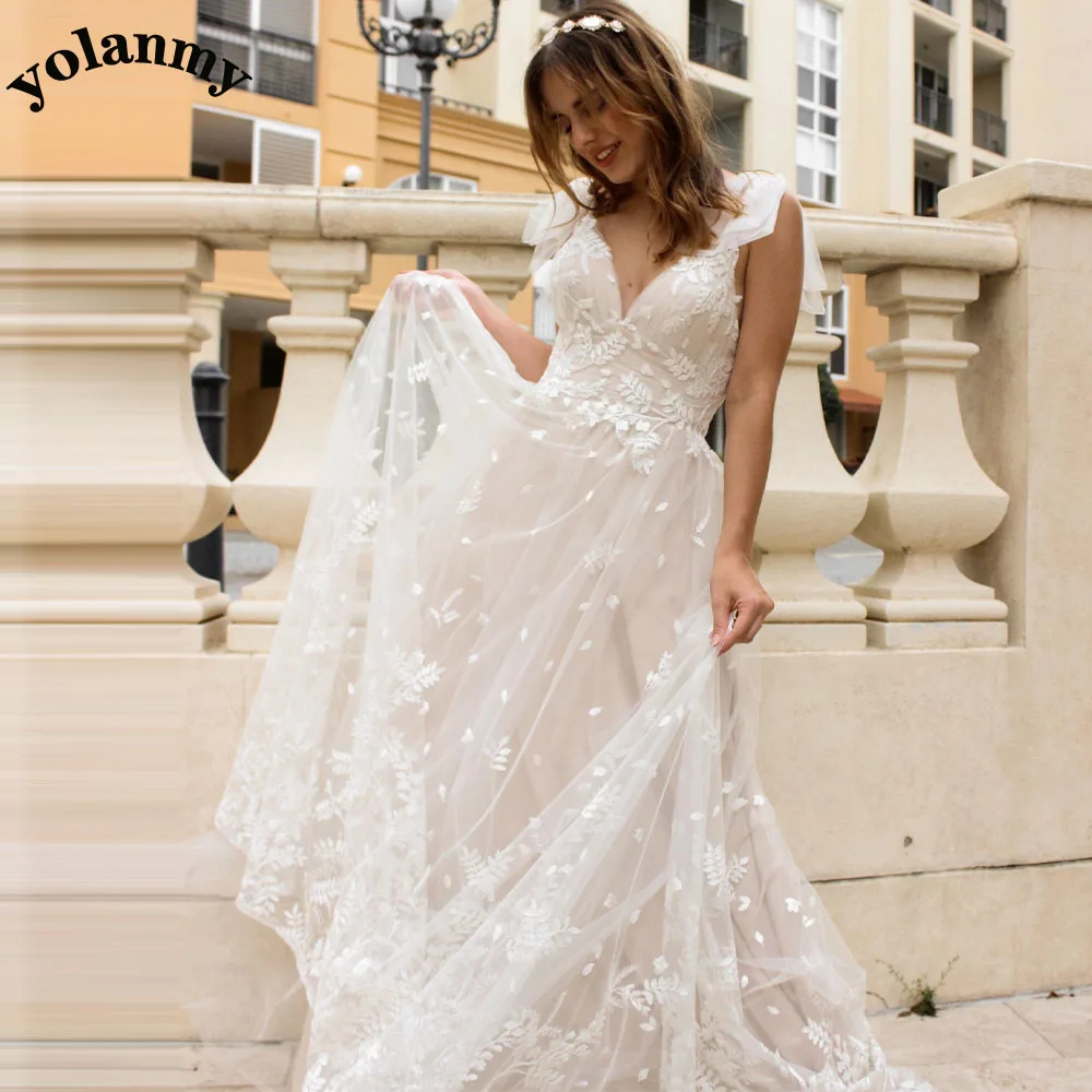 

YOLANMY Chic Delicate Wedding Dresses Sweetheart Spaghetti Straps A-Line Bridal Gown Vestido De Casamento Customised For Women