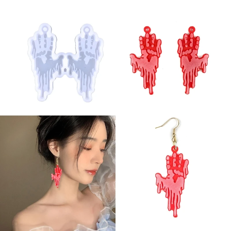 

Halloween Bloody Hands Earring Pendant Silicone Mold Suitable for Resin Epoxy Resin Diy Craft Pendant Earrings Jewelry Making