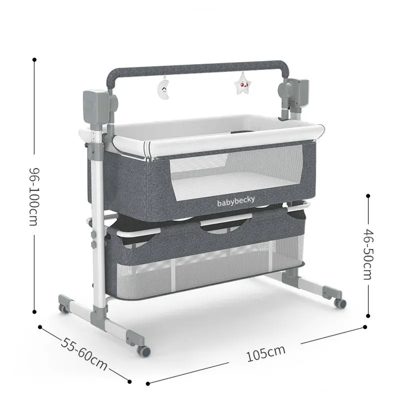 Newborn Electric Bassinet Cradle Rocking Chair, 3 Timer 5 Swing Modes Babies Bed, Height Adjustable Bedside Travel Crib