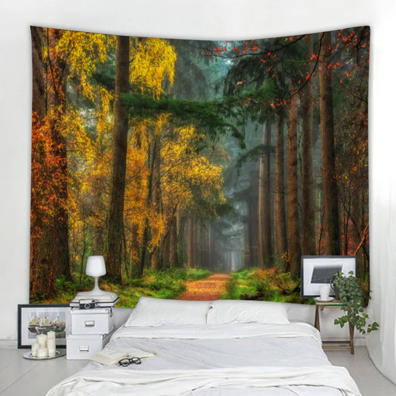 

Home Bedroom Art Blanket Curtain Landscape Tapestry Sunshine Woods Decoration Tapestry Tapestry Decoration