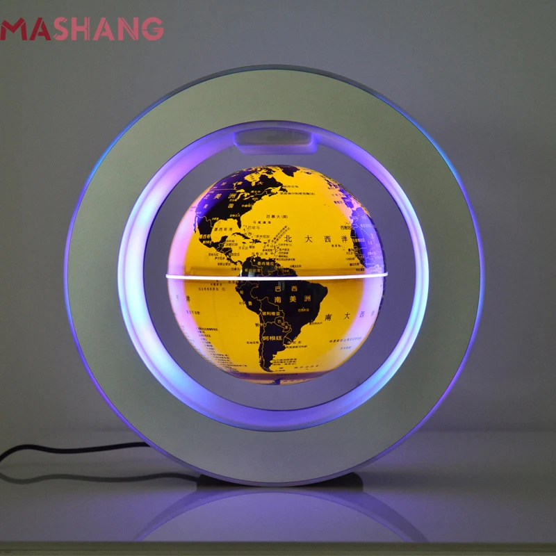 

Магнитная левитирующая лампа круглой формы, светодиодная карта мира, вращающийся светильник, прикроватный ночник, новый домашний светильник с плавающими шариками, подарки