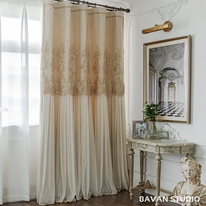 

Aurora French light luxury living room bedroom princess wind floor-to-ceiling bay window full blackout villa high