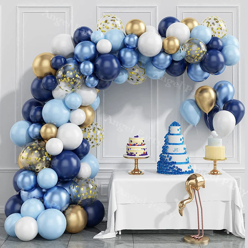 

Новинка, конфетти, золотой, темно-синий, белый воздушный шар, свадебный фон, детский праздник, украшение для дня рождения мальчиков, гирлянда...