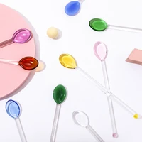 ins style stained glass tea spoons colorful long handle coffee scoops glass stirring spoons home kitchen coffeeware tableware
