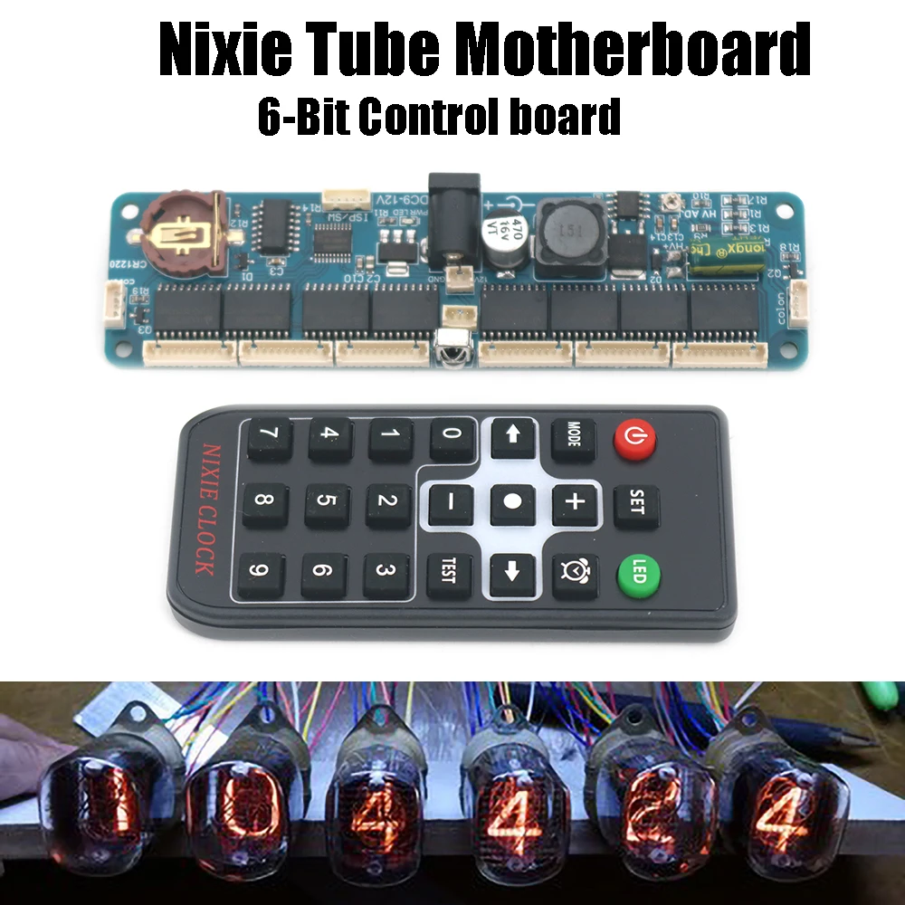 

6-Bit Nixie tube Clock Motherboard controller Board + Remote Control Universal in12 in14 in18 IN8 qs30-1 Digital LED Glow tube
