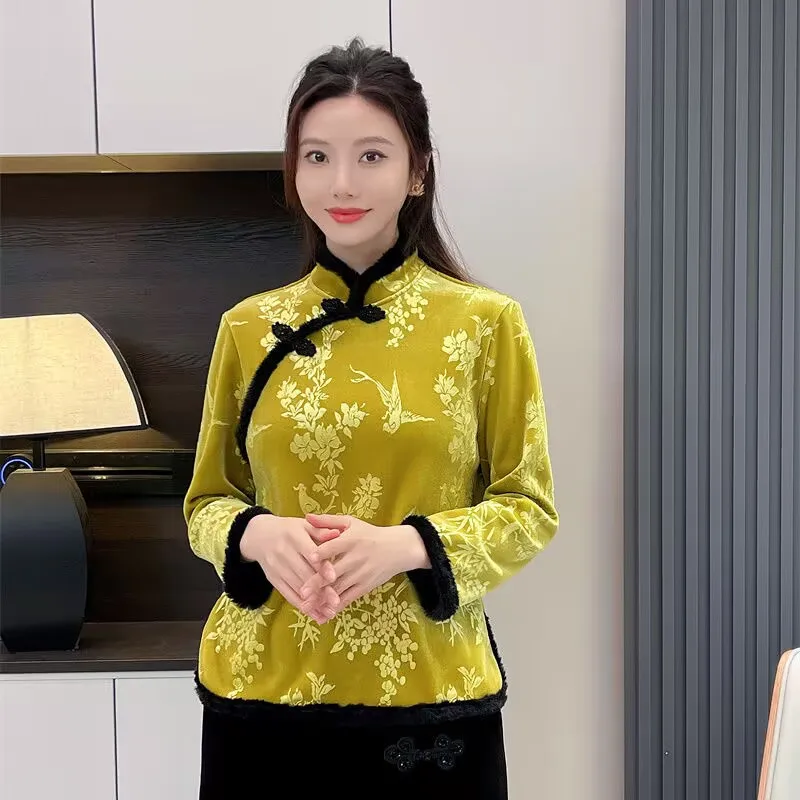 Женский винтажный костюм Тан с цветочным принтом куртка канарейка бархатное