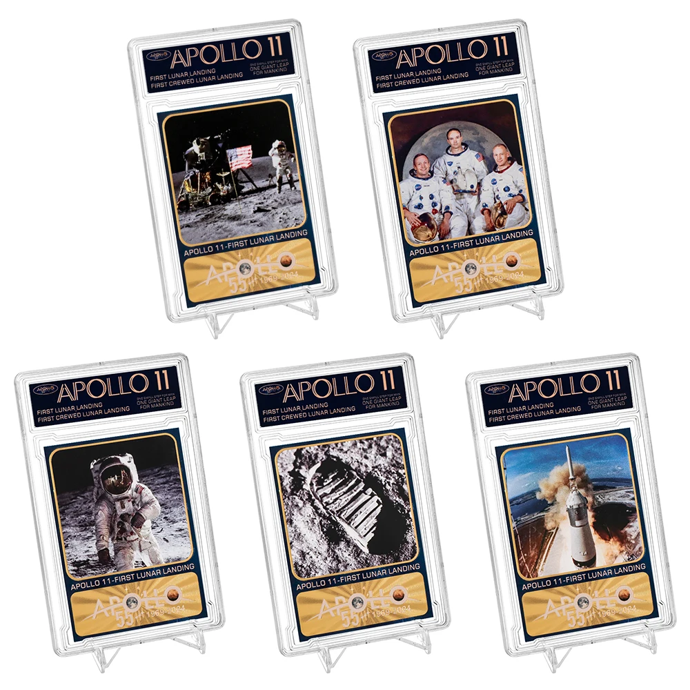 Пластиковая открытка с защитой от первого человека посадки Луны/w корпус дисплея