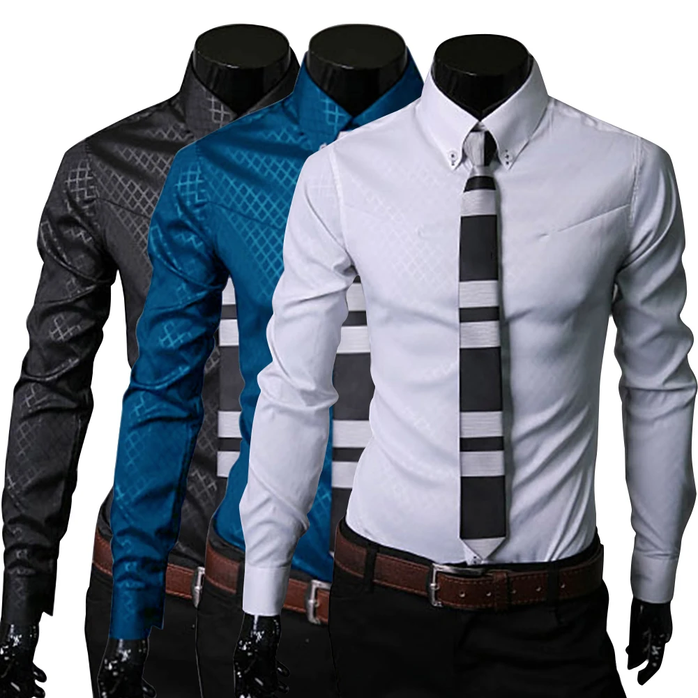 

Fashion Youth Men Shirt Simple Solid Plaid Youth Men Long Sleeve Lapel Buttons Cotton Single-breasted Cardigan Business Blouse