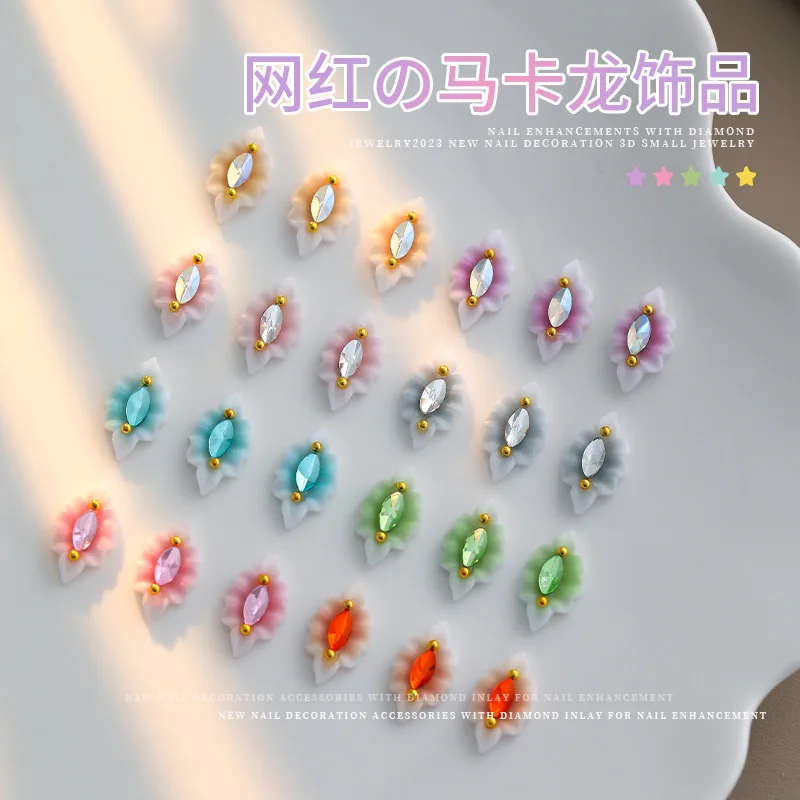 

2pcs Acrylic Handmade Flower Nail Art Decoration Luxury Resin Charms Macaron Jewelry Nails Accessories Floret Nail Ornament DIY