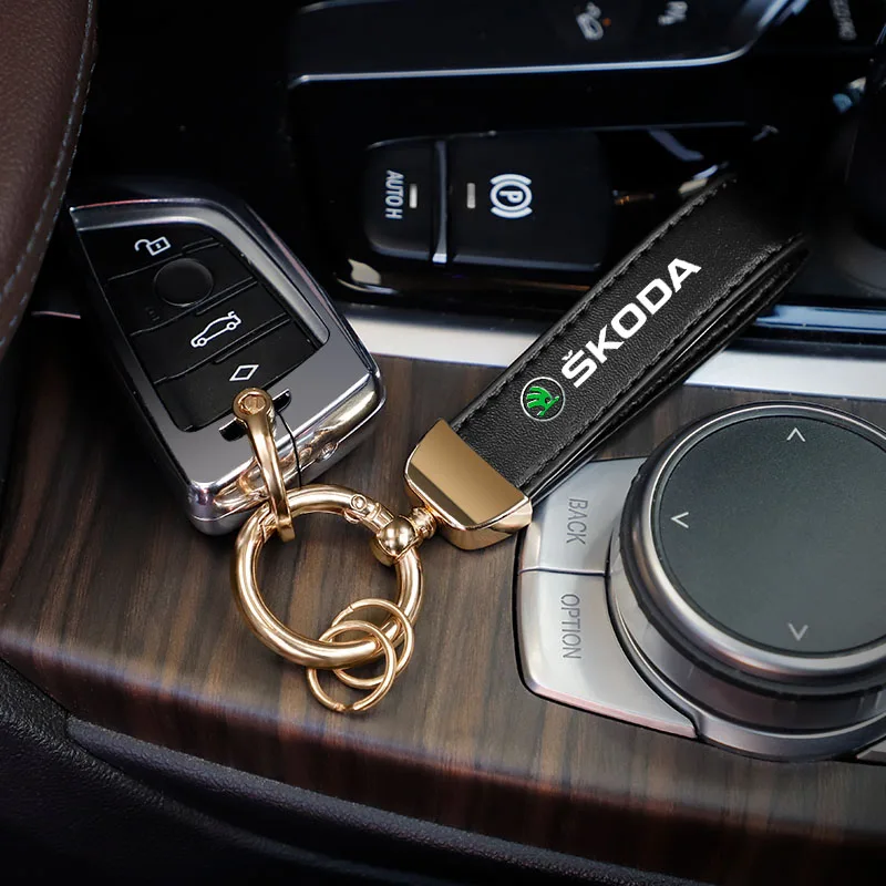 Брелок с логотипом автомобиля металлический кожаный декоративный брелок для Skoda