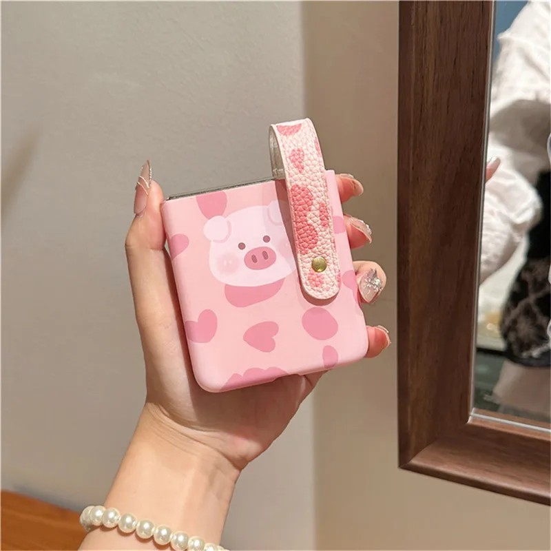 Милый мультяшный жираф с цветком на запястье чехол для ПК Samsung Galaxy Z Flip6 Flip5 Flip4 Flip3