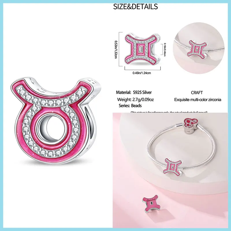 100% настоящее серебро 925 пробы розовое сердце любви подвески бусины подходят для