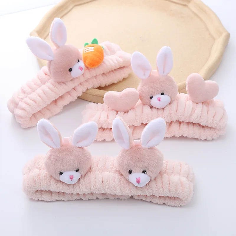 

Повязка на голову эластичная для девочек и женщин, модный Бандаж с милым Кроликом, медведем, детский аксессуар для волос
