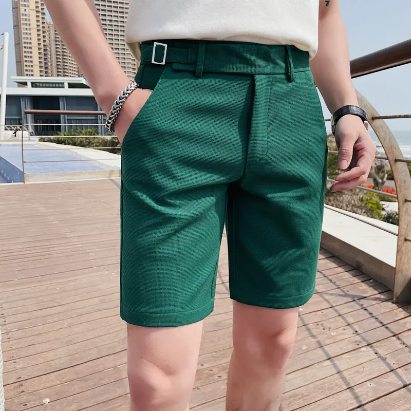 Versatile Summer Men's Shorts, Business Fashion Casual Capris, Slim Fit, Solid Color, New 2023