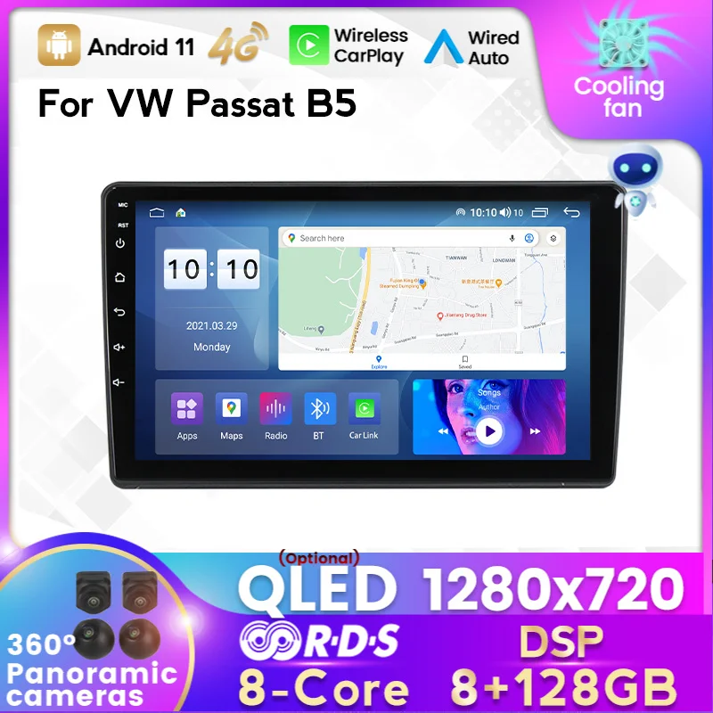Автомобильный радиоприемник Android 11 для Volkswagen VW Golf 4 IV мультимедийный плеер Navi GPS